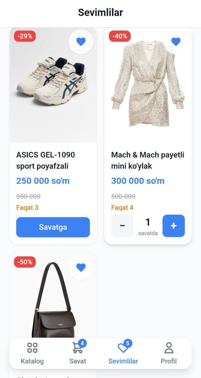 Telegram do'konda sevimlilar Qlay